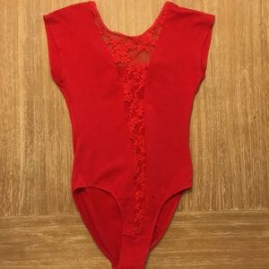 American Apparel red lace bodysuit- size S.
